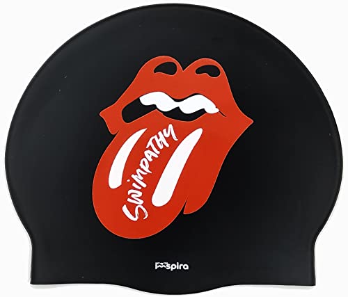 SWIMPATHY Silicone Swimming Cap, Black/White