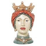 Vaciabolsillo Figur Einer Büste Einer Königin aus Harz in Gold, Rot und Grün, 16 x 14 x 24 cm