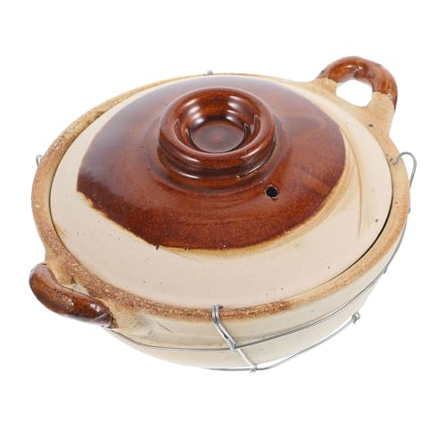HEALEEP Cacerola de Barro Pequeña con Asas Olla para y Cocinar para Preparar Arroz y Platos al Vapor