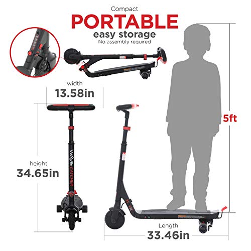 Rollplay 24V Wave Catcher Electric Scooter Toy - for Boys & Girls Ages 8 & Up - Battery Operated Kid's Power Performance Toy - Black, Red/Black - Thumbnail 6