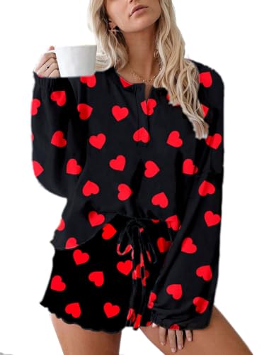Image of Roshop Halloween Pajama Women's Pumpkin Matching Top & Shorts Loungewear Set