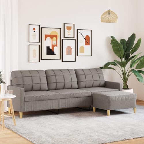 Frdhee Mueble Cama Plegable Sofá Camas, Sofá de 3 plazas con Taburete de Tela Gris Taupe 210 cm