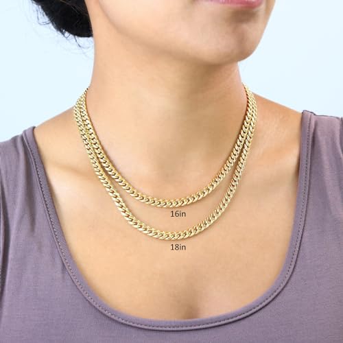 Nuragold 10k Real Yellow Gold Miami Cuban Link 5.5mm Chain Necklace (16"-30") Italian Jewelry for Men & Women3