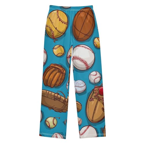 ZZXXB Baseball Pattern Boys Long Pants Soft Trousers Elastic Waist Kids Lounge Bottoms with Pockets S-XL