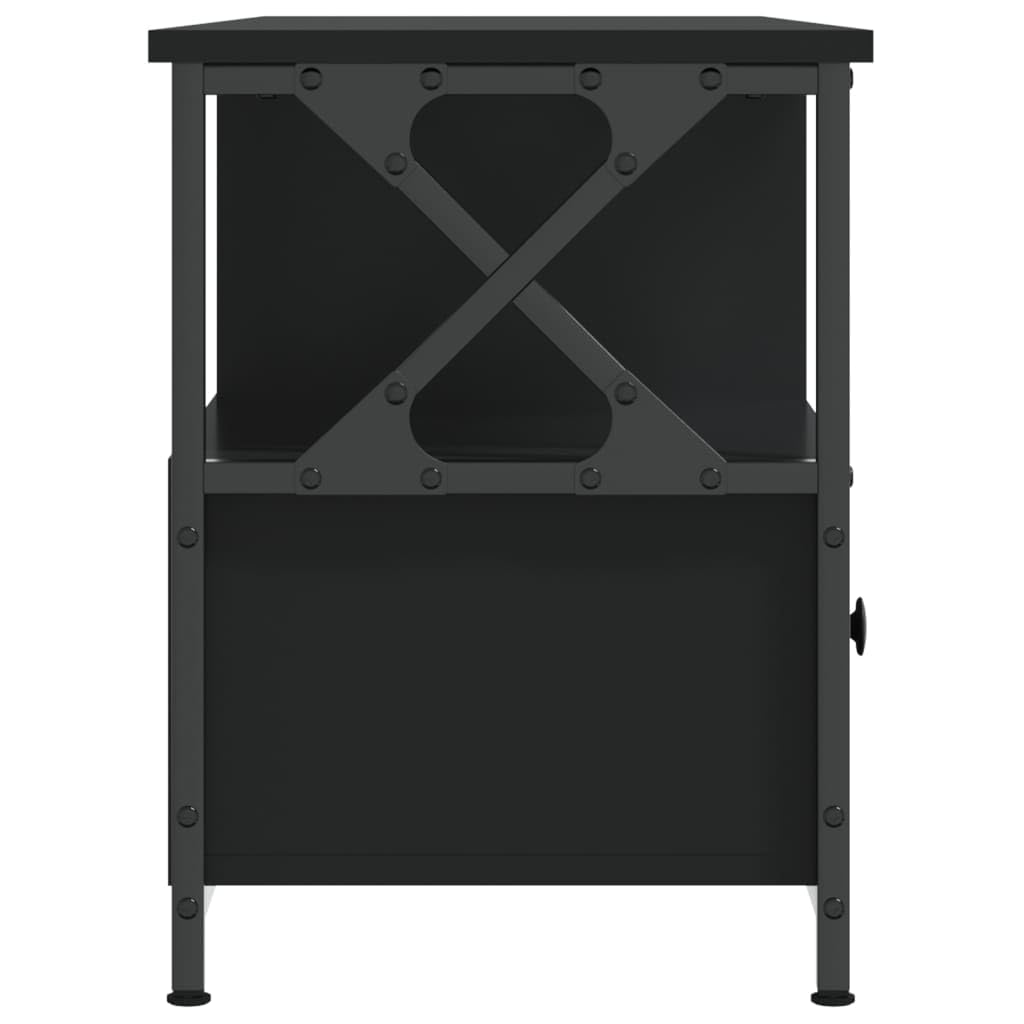 TV Schrank Schwarz 102 x 33 x 45 cm Industrial Lowboard aus Holzwerkstoff und Eisen mit 3 Schubladen für Wohnzimmer und Flur