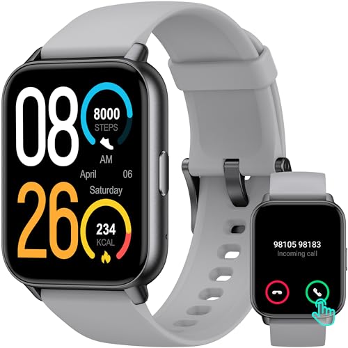 LETSACTIV Smart Watch for Men Women,1.91HD Fitness Trackers, Answer/Make Calls, No App/Phone Needed Pedometers, Fitness Watch with Blood Oxygen Heart Rate Monitor,100+Sports Modes Step Counters,Grey