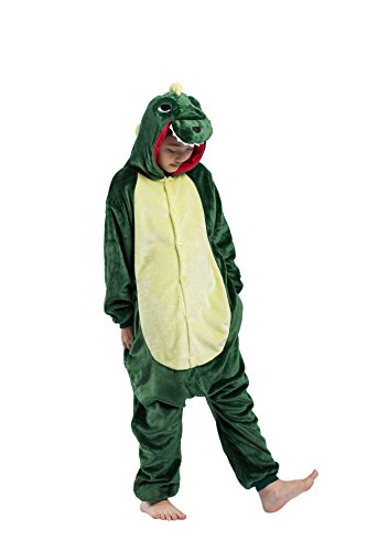 Hstyle Enfants Costume De Dinosaure De Bande Dessinée Kigurumi Pyjamas Enfants Costume De Cosplay Onesies Vert Cover