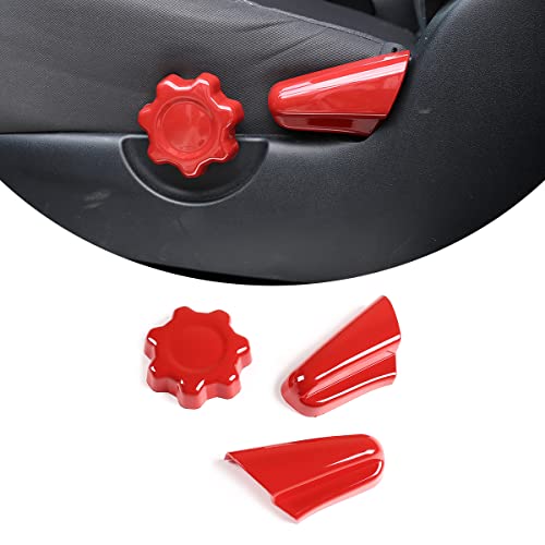 TongSheng ABS Inner Car Seat Adjustment Button Cover Trim 3pcs for Toyota Tacoma 2016 2017 2018 2019 2020 2021 2022 2023 (Red.)