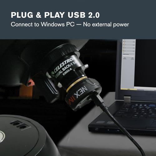 Image of Celestron - NexImage 5 Solar System Imager - 5MP CMOS Sensor (MT9P031) - Beginner Camera for Lunar & Planetary Astrophotography - High-Resolution Color Imaging, USB 2.0