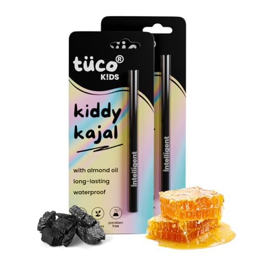 Image of TuCo Kids Matte Kajal With Castor Oil & Almond | Safe Kajal For Babies | Water-Proof, Preservative-Free & 100% Lead-Free | No Added Harmful Chemicals, Black | Pack of 2