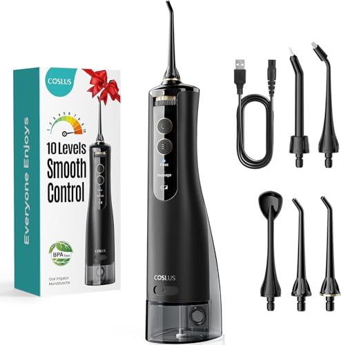 Hydropulseur jet dentaire portable noir 300 ml et irrigateur buccal étanche IPX7