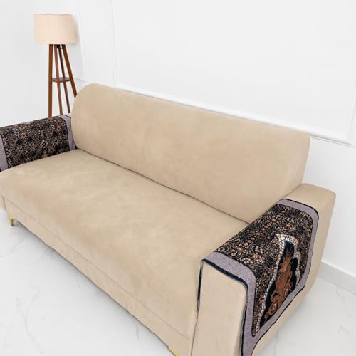 Image of Homerz Premium 'Maharaja Paradise Series' Sofa Cover | Net Fabric Sofa Cover | Washable, Anti-Dust Backed & Wrinkle Resistant Cover (Sheesh Mahal, 2 pc Armrest, Armrest)