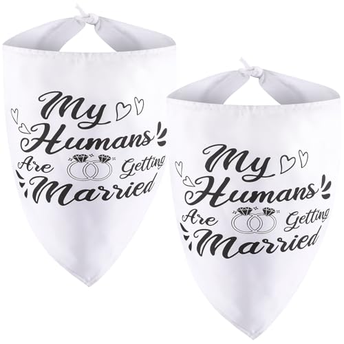 ondware 2 Pack My Humans are Getting Married Dog Bandanas Wedding or Engagement Gift for Couples Dog Wedding Bandanas and Costume Engagement Party Decorations
