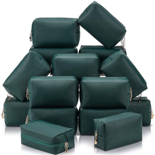 Kigeli 15 Pcs Leather Makeup Bags Bulk Aesthetic Plain Cosmetic Pouches