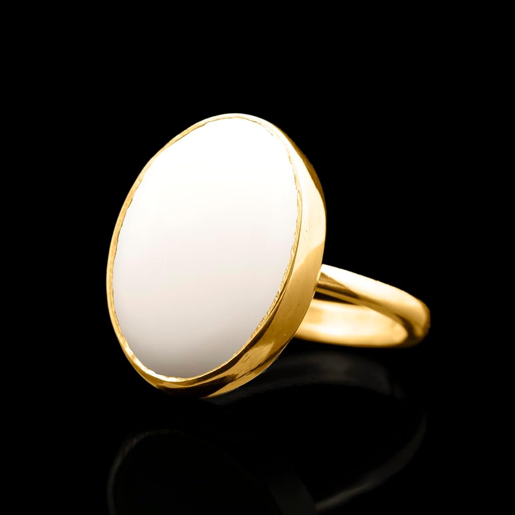 Natural Labradorite Crystal Ring 24K Gold Vermeil 925 Sterling Silver Oval Solitaire Gemstone Dainty Leo Spiritual Perseverance Statement Ring Handmade Turkish Fine Jewelry