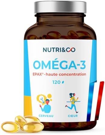 NUTRI & CO Omega 3 Huile de Poissons Sauvages EPAX®, Haute Concen...