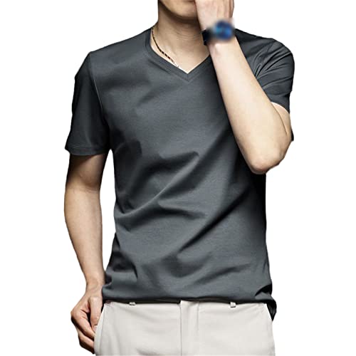 T-shirt d'été en coton pour homme à manches courtes col rond couleur unie grande taille 3XL
