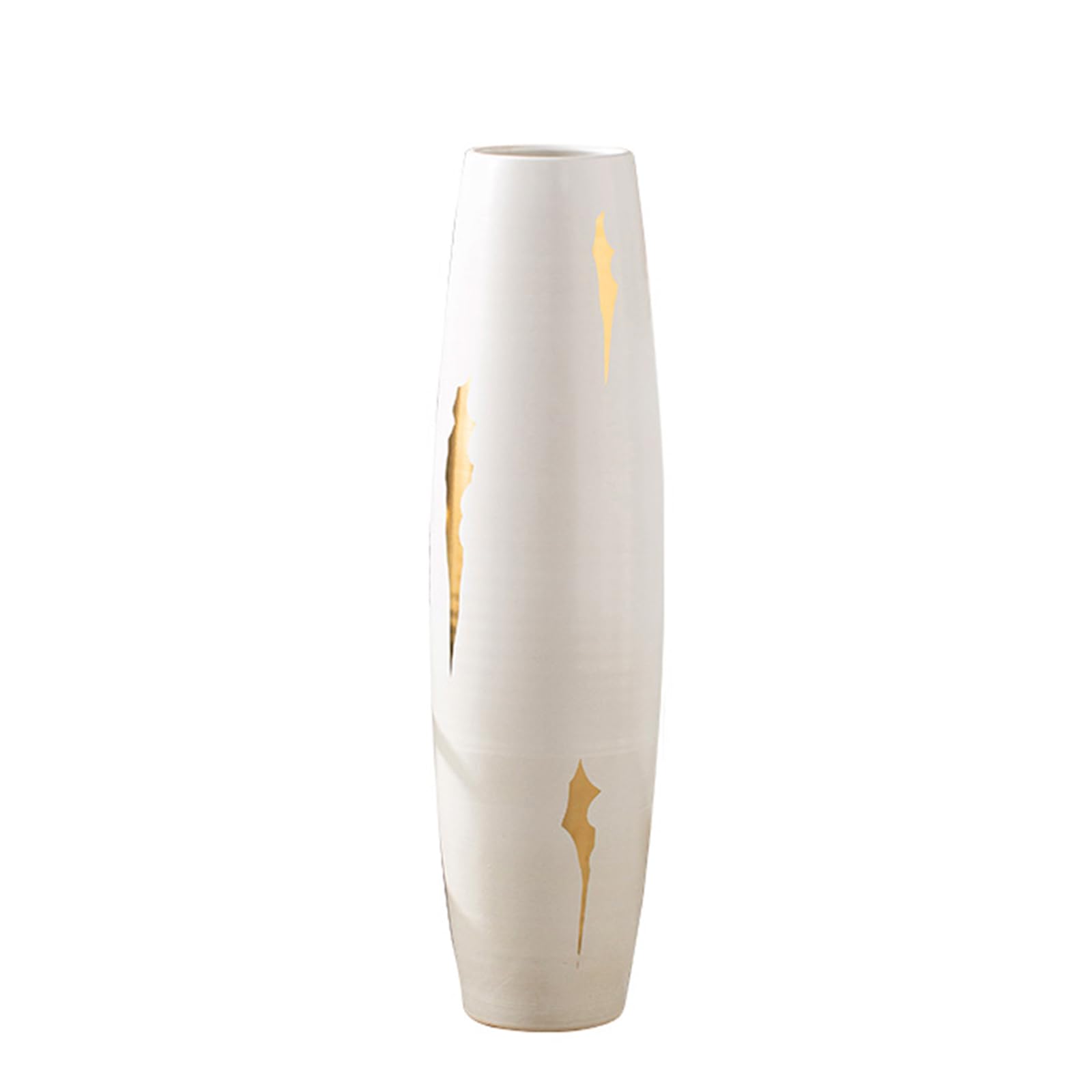 asdchZen Floor High Vase, White Ceramic Vase, Thick Household Elegant Vase For Entryway Hotel Office, Fashionable Decorative Vase,White-26 * 100CM