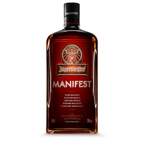 Jägermeister MANIFEST - 1 x 0,5l Superpremium Kräuterlikör 38% Vol. - Perfektion manifestiert mit...