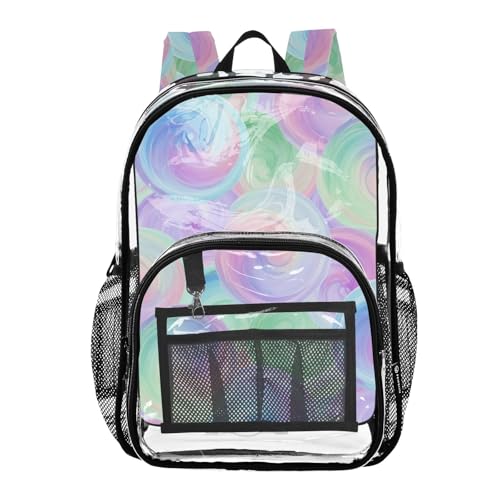 Travel Clear Bags for Women Pastel Watercolor Textures Boys Backpacks for Girls See through Approved Bag