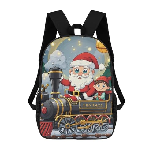 Christmas Train Backpack for Men Women, Heavy Duty Backpack Large Capacity, Durable Lightweight Travel Daypack