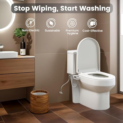 Aresmata Bidet Attachment for Toilet Unique Dual Retractable Nozzles Badays for Toilets Seat, Non-Electric Self-Cleaning Fresh Water Sprayer, Adjustable Water Pressure Bidets for Existing Toilets - Thumbnail 2
