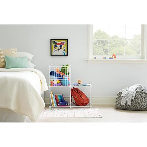 Rubbermaid 3 Piece Storage Wire Stackable Cube Set Easy Assemble White for Closet/Bookshelf/Toys Multi-Use Home Organizer thumbnail 4