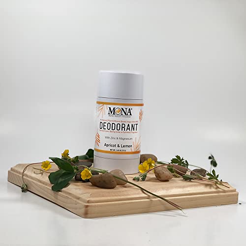 Mona Brands | Aluminum Free All Natural Deodorant For Women & Men | Baking Soda & Synthetic Fragrance Free, Hypoallergenic, 100% Natural & Vegan Deodorant With Magnesium & Zinc Minerals | Womens And Mens Natural Deodorant For Sensitive Skin | Non-Greasy, No Oily Residue | (Apricot Lemon (1-Pack)) #TOP1