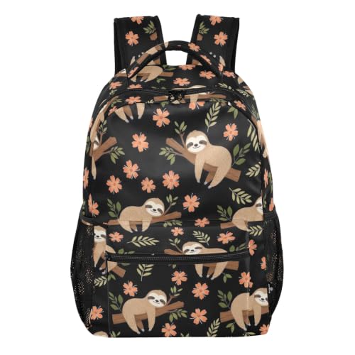 Sac à dos noir pour enfants robuste contre l'usure scolaire motif fleurs S