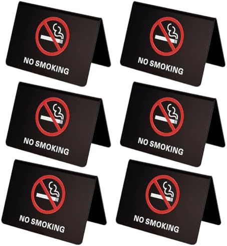 AHANDMAKER 6 Cartelli Bifacciali In Acrilico Per Tende Da Tavolo, Non Fumatori, Con Logo Per Scrivania, Trasparenti