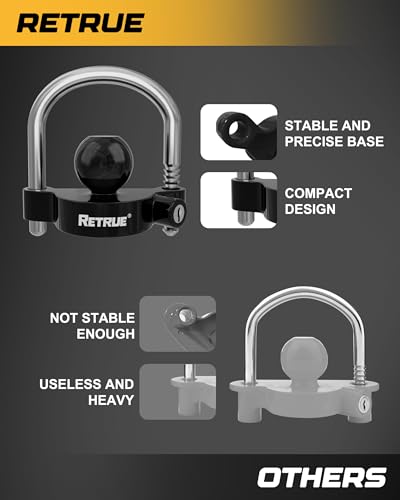 Image of RETRUE Universal Coupler Lock Trailer Locks Ball Hitch Trailer Hitch Lock Adjustable Security Heavy-Duty Steel fits 1-7 /8 Inch, 2 Inch, 2-5 /16 Inch Couplers, Black