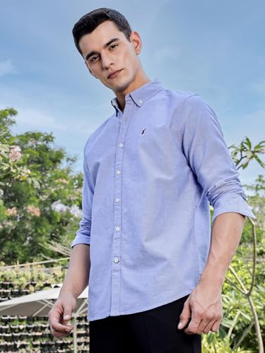 Image of Thomas Scott Men's Cricket Club Collection Classic Regular Fit Twill Shirt | 100% Cotton Long Sleeve Solid Shirt with Button Down Collar (Available in Plus Size)