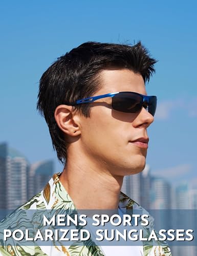 Image of BIRCEN Polarized Anti-Glare Sunglasses for Men: Lightweight Metal Wrap around Sun Glasses UV Protection for Driving Fishing