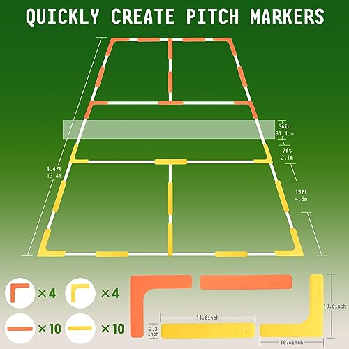Hikeen Pickleball Court Lines Marker Kit Anti-Slip and Wind-Resistant Throw Down Markers 84pcs, Pickleball Net Court for Indoor Court - Thumbnail 4