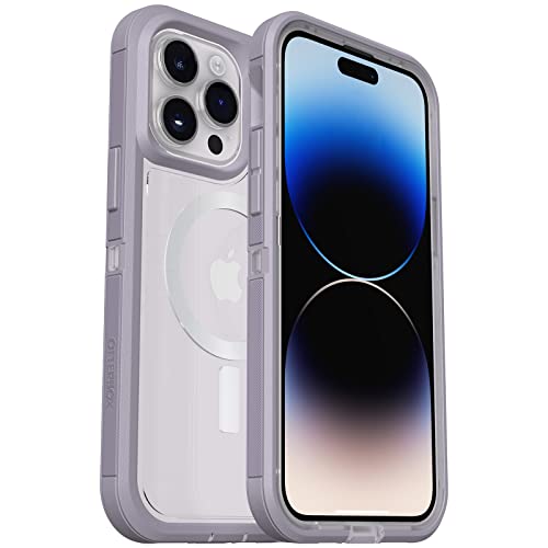 OtterBox iPhone 14 Pro (ONLY) Defender Series XT Case - Lavender Sky (Purple/Clear) screenless Rugged Snaps to MagSafe Lanyard Attachment