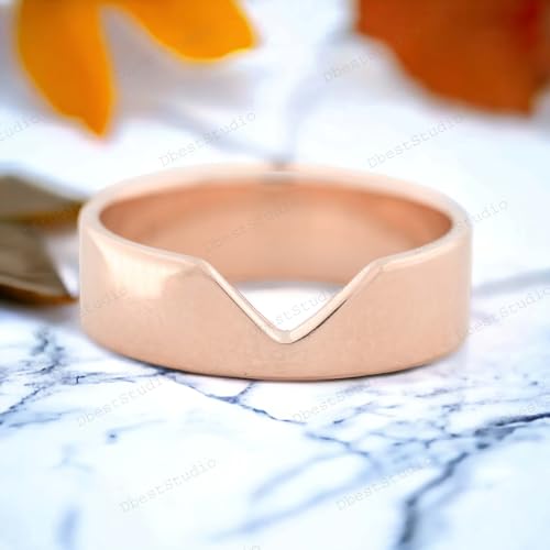18K Gold V Shape Matching Band Wedding Band V shape Gold Band For women Band Ring Bridesmaid Band For Women3