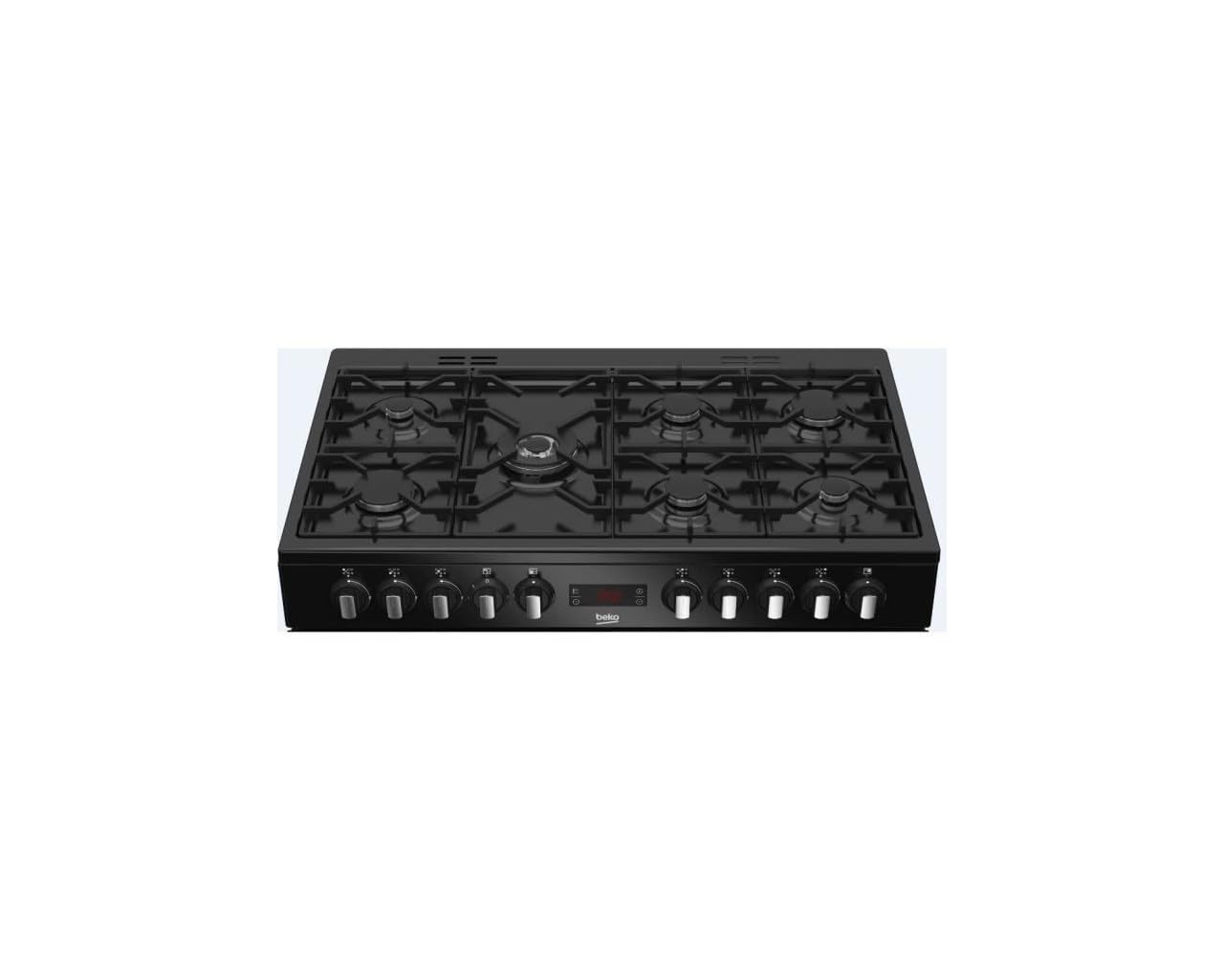 Cuisiniere Piano de cuisson électrique BEKO - 6 gaz + 1 wok - 100 cm - PF335325DB