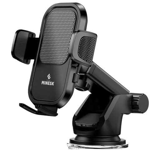 Otomatik Klipsli Araç Telefon Tutucu, Cam ve Torpido için, Yapışkanlı ve Ayarlanabilir