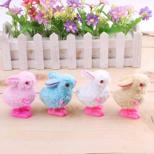 Image of Bunny and Jumping Chick Wind Up Toys Novelty Chicken Hopping Windup Toy for Kids Toddlers Adult Easter Egg Hunt Basket Stocking Stuffers Party Gifts [AssortedColor] (4 PIC-Jumping-Rabbit)
