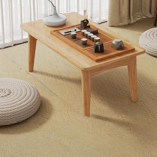 KDBT 折りたたみローテーブル 天然竹製 加厚設計 コンパクト 軽量 頑丈 向け おしゃれ コーヒーテーブル ミニテーブル )て不要 完成品 和室 リビング 対応 ナチュラル シンプル デザイン センターテーブル ちゃぶ台 座卓 ミニデスク 角が丸い イ