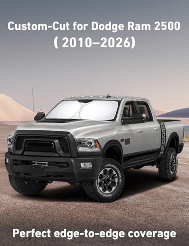 Image of EcoNour Windshield Sunshade Compatible for Dodge Ram 2500 3500 2010-2024 2025 2026, Sun Visor for Front Windshield & Window Sun Shade Cover, UV Heat Blocker & Protector, Car Accessories