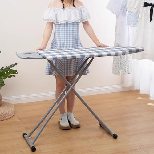 Tabla de Planchar, Tabla de Planchar Multifuncional for el hogar, tendedero Plegable telescópico Escritorio, Mesa Grande con Cuadros Azules