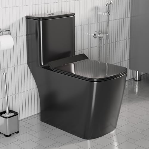 B Backline Ceramic One Piece Siphonic Western Toilet | Commode for Toilet | European Commode | Water Closet Commode With Soft Close Toilet Seat S-Trap Outlet Is From Floor (Black Glossy) (B0DBZVFQC7) Amazon Price History, Amazon Price Tracker