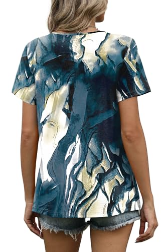 Image of WIHOLL Women T Shirts Pleated Short Sleeve Tops Business Casual Dressy Blouses