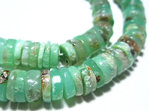 Chrysoprase perles forme galet plat lisse 7mm couleur verte