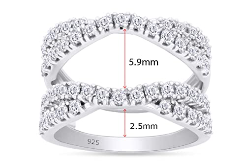 Double Infinity Ring Guard Enhancer for Women, 14K Gold Plated 925 Sterling Silver with Cubic Zirconia, Chevron Wedding Band Wrap, Elegant Gift for Her4