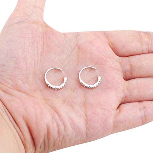 Milacolato 925 Sterling Silver Cz Pave Ear Cuffs Small Hoop Earrings For Womens Cubic Zirconia Huggie Non Piercing Earrings #TOP5