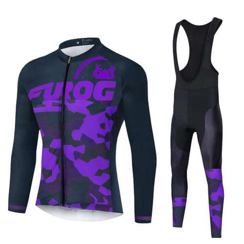 UGLY FROG taoA03 Ciclismo Hombre Invierno, Traje Bicicleta Térmico con Mangas Largas, Maillot Ciclismo con Bolsillos y Pantalón MTB Invierno