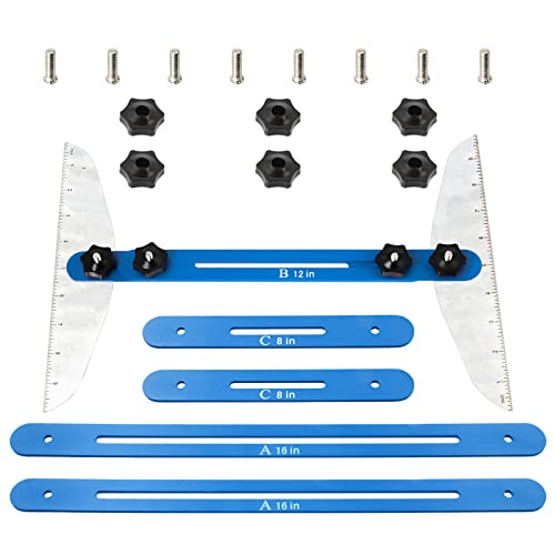 Stair Tread Template Set, Stair Tread Jig Gauge and Shelf Layout Tool, Replacement Template Step Riser Splint Clamp Plates Hand Tool, Adjustable 11.4In to 60.7In Length Tread Template