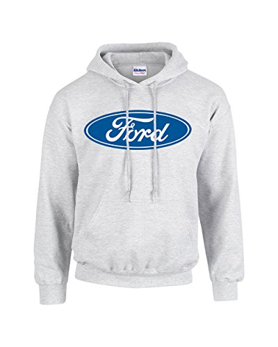 Ford Oval Hooded Sweatshirt Ford Logo Design Hoodie Motor Company Car Enthusiast Pullover Hood Classic Retro-Lightgrey-Small
